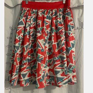 Disney The Dress Shop Epcot UK Union Jack Flower Skirt Sz M New With Tags